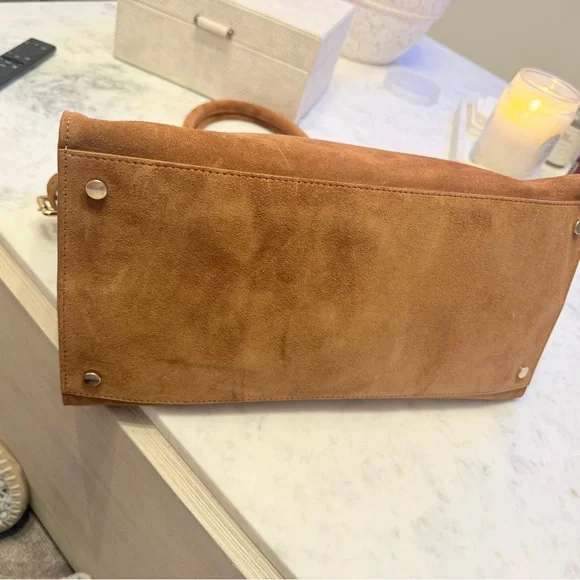 VIRAL CLAUDIA FIRENZE COGNAC SUEDE LEATHER TOTE SATCHEL BAG NWT - Picture 9 of 16